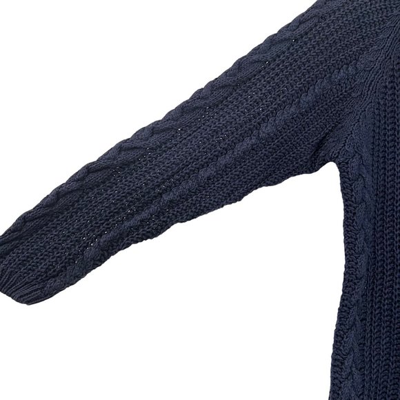 Vintage Hunters Run Navy Blue Ramie Cable Knit Fisherman Sweater Womens Size S - Picture 4 of 4
